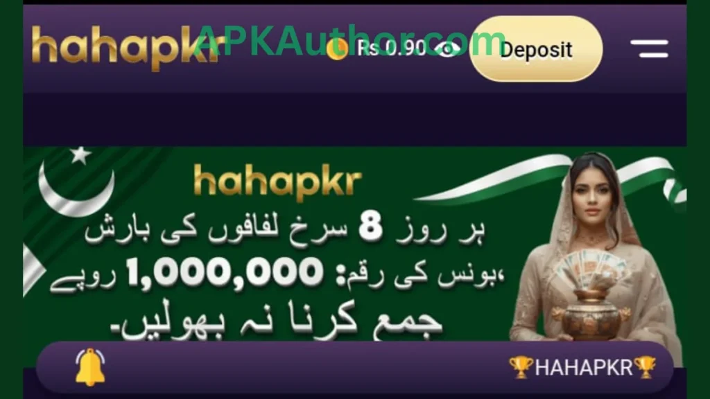 HaHaPKR Game APK Daily log in rewards of game for new game members
