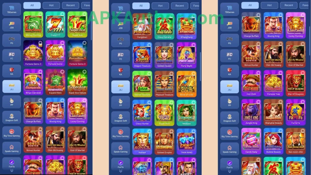 345E Game Internal interface and hot game section of application